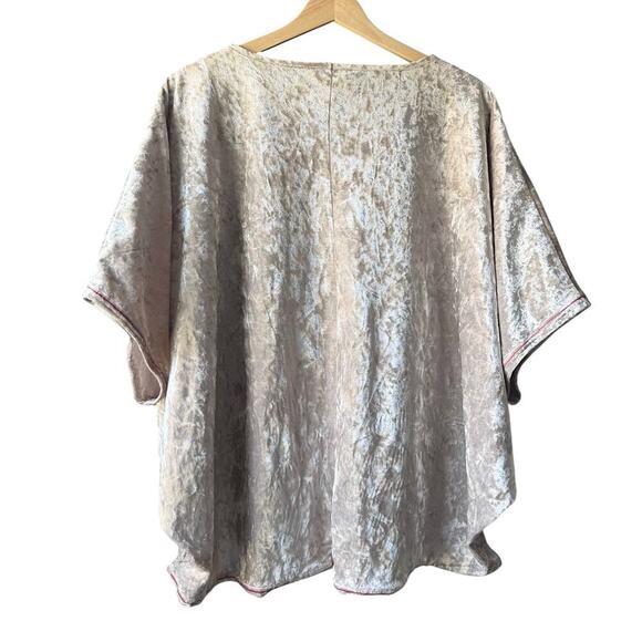 Savanna Jane Forever Wanted Floral Embroidered Crushed Velvet Boxy Top S / M - Picture 5 of 6